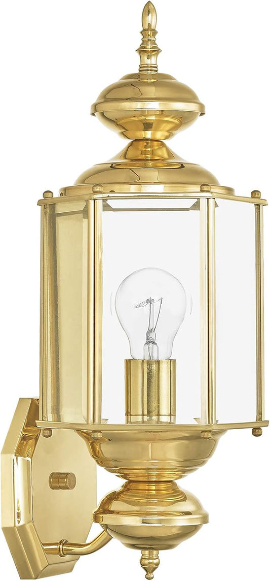 Livex Lighting 2006-02 Basics 1 Light PB Outdoor Wall Lantern, Polished Brass