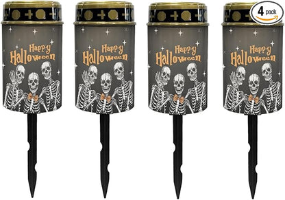 Happy Halloween Solar Lights Outdoor Waterproof Solar Pathway Lights Halloween Decor LED Solar Lantern Landscape Lighting for Yard Patio Solar Stake Lights Wall Light Auto On/Off