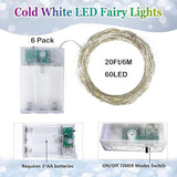 6 Pack Christmas Fairy Lights Battery Operated with Timer, Each 20FT 60LED String Lights Outdoor Indoor, Cuttable | Lumora