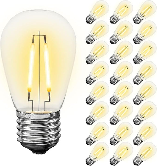 Novelty Lights Outdoor String Light Dual-Filament Replacement Bulbs, 25 Pack S14 LED Edison Shatterproof Plastic | Lumora
