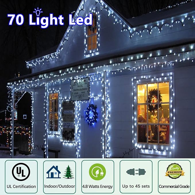 70 Counts C6 Cool White Christmas Lights - 35.5ft Christmas Lights Outdoor, White Christmas Lights Commercial Grade | Lumora