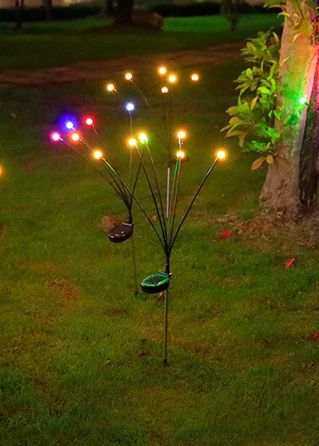 2PCS Garden Solar Lights Multi-Color Changing 10 LED Flower Stake Light Decorative Landscape Lawn Yard Outdoor Lights Length 72mm/3inch