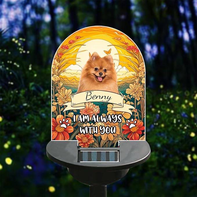 Personalized Photo Solar Light - Custom 'I'm Always with You' Garden Light - Sympathy Gift for Family Member or Pet Loss Memorial