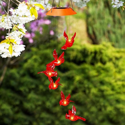 6 Flamingos Glowing with Solar Wind Chime Lights, Outside Decorations Changing Color Led Hanging, Solar Powered, Waterproof Yard Patio Pathway Lights, Abs Material, Flamingo Design