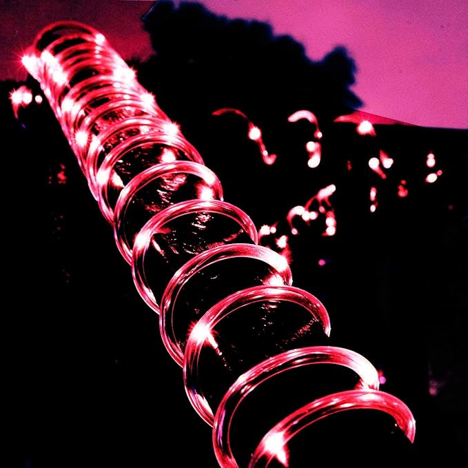 Solar Rope Lights Outdoor, 23ft 50LED Outdoor Rope String Lights Waterproof Copper Tube Wire String Lights for Garden,Yard, Path, Fence, Stairs, Backyard, Patio (Red)