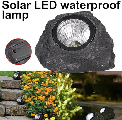 ansu Solar Garden Rock Lights Outdoor Waterproof Landscaping Path Spotlights Decoration, Black