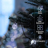 Metaku 2 Pack Solar String Lights for Outside, Total 72FT 120 LED Crystal Globe String Lights, Solar Powered | Lumora