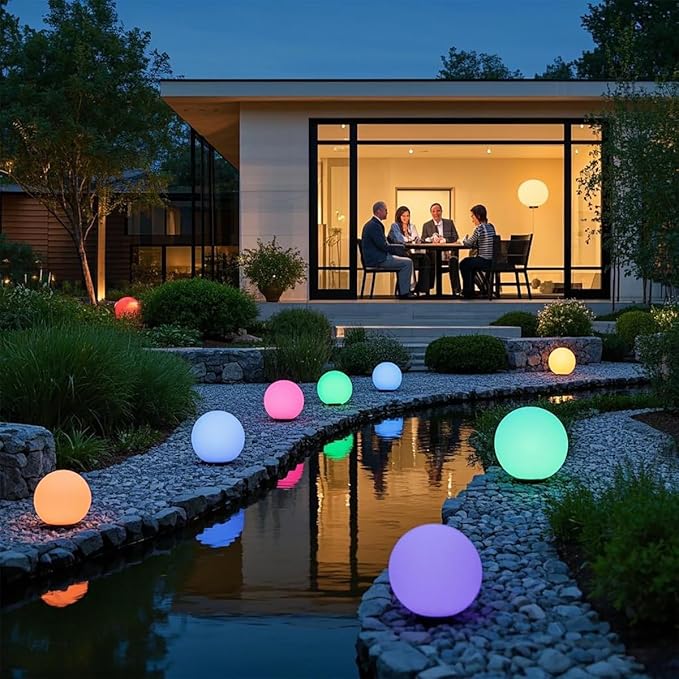 Mr.Go Solar Globe Light, RGB Solar Powered Ball Light with Remote/Button Control, Outdoor LED Orb Lamp with 16 Colors & 4 Modes, for Garden Patio Yard Pathway Ambience Landscape Lighting (12-inch)