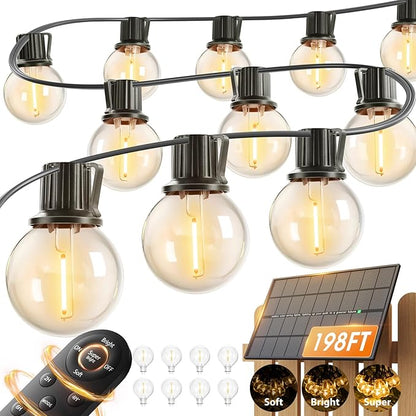 addlon 200FT Solar String Lights Outdoor Waterproof G40 with 104 Bulbs