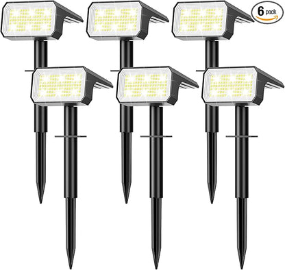 Solar Spot Lights Outdoor, [6 pack/118 LED] 4 Modes Auto On/Off Solar Landscape Spotlights, Ip67 Waterproof Solor Powered Pathway Lights for Outside Yard Garden Walkway Tree Patio (Cool White)