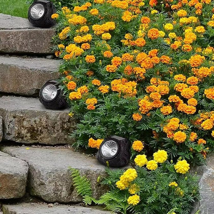 ansu Solar Garden Rock Lights Outdoor Waterproof Landscaping Path Spotlights Decoration, Black