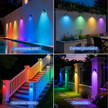 RGB Low Voltage LED Deck Lights Kit with Transformer Timer and Photocell Sensor, IP67 Waterproof Low Voltage Landscape Lighting, Step Lights for Outdoor Walkway Stair Post Railing (6 Pack)