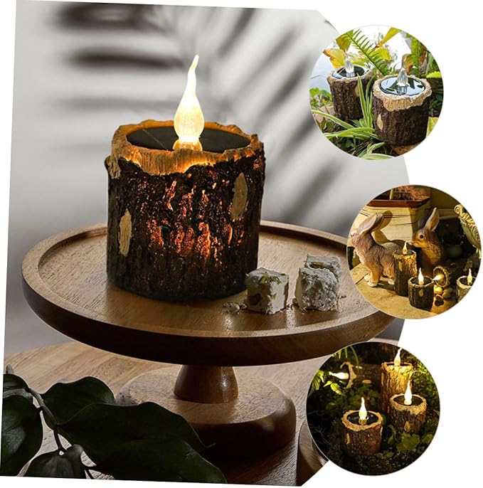 Sosoport Solar Garden Decorative Light Wood Grain Landscape Lighting Solar Powered Outdoor Led Lamp