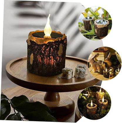 Sosoport Solar Garden Decorative Light Wood Grain Landscape Lighting Solar Powered Outdoor Led Lamp