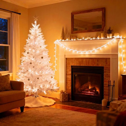 100 LED Warm White Christmas Lights, UL Certified and Commercial Grade White Wire Lights String 35 FT, for Indoor and Outdoor Use.
