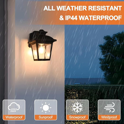 FUDESY Outdoor Wall Lanterns, 3000K Dimmable LED Edison FilamentBulb Included, Anti-Corrosion Plastic Materials, Black, P746-E26