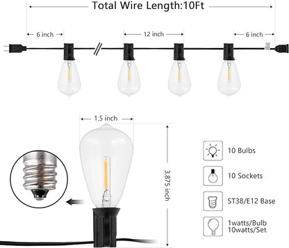 SAFAVIEH Lighting Collection Dorcia Black 10-Foot LED Outdoor String Lights