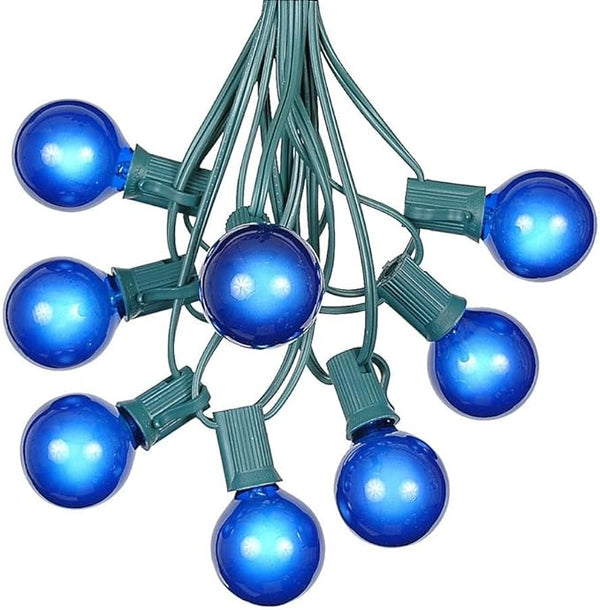 100 Foot G40 Outdoor Patio String Lights with 125 Blue Globe Bulbs – Indoor Outdoor String Lights – Market Bistro | Lumora