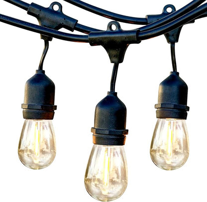 Brightech Bundle: Ambience Pro - Waterproof LED Outdoor String Lights - Hanging, Dimmable 1W Edison Bulbs, Soft White - 48 Ft + 6 Ft Extension Cord
