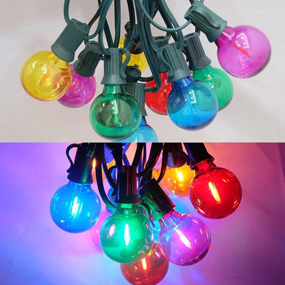 50FT Multicolor LED Outdoor String Lights, G40 Globe Dimmable Christmas Light with 27 Colorful LED Bulbs, Connectable Outdoor Patio Lights for Garden Balcony Porch Christmas Decor