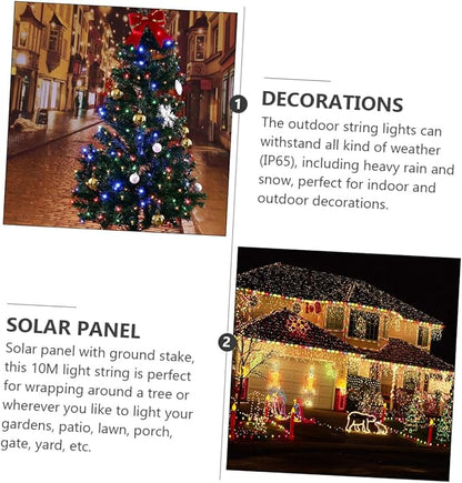 Uonlytech 2 Sets Solar Powered LED Outdoor String Lights Decorative Lamps for Garden Patio Party Xmas Tree Wedding Holiday Lighting with Memory Chip