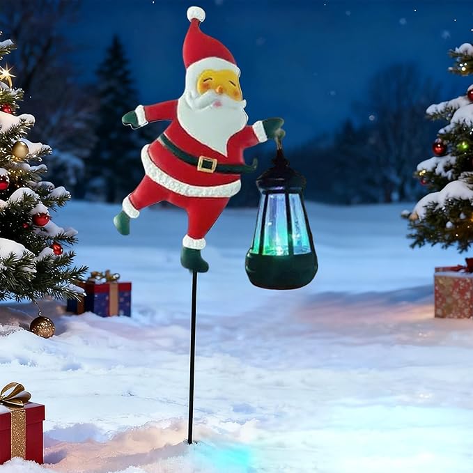 Christmas Santa Solar Kettle Lights Garden Lawn Decorative Lights, Santa Claus Ground Lamp Yard Decoration,Lamp Solar LED Night Light Outdoor Gardens Decor for Christmas Decorations