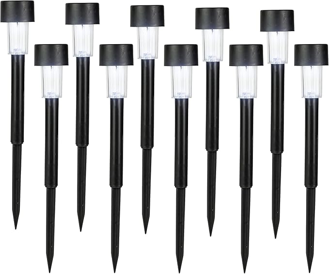 Northlight Set of 10 Black Solar Powered LED Pathway Markers, 12.25"