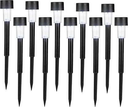 Northlight Set of 10 Black Solar Powered LED Pathway Markers, 12.25"