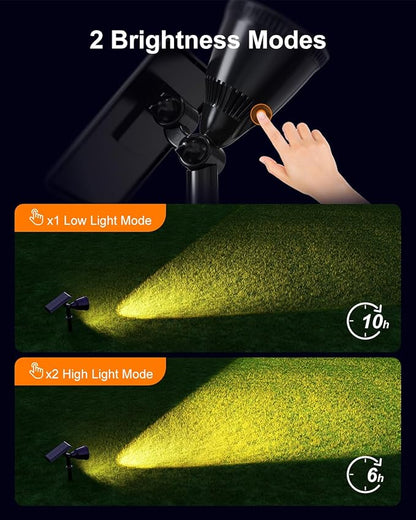 4 Pack Solar Powered LED Spotlights Outdoor Waterproof Ultra Bright Sunset Spot Lights for Christmas Tree, Santa Claus, Reindeer Outside Landscape Uplights for Wall, House, Garden, Backyard Warm White