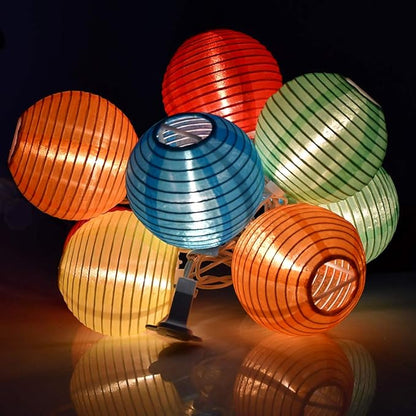 GOOTHY 8.5Ft Multicolor Lantern String Lights Outdoor, Plug in Christmas Decorations String Lights with 10 Mini Colorful Lanterns, Hanging Lanterns Lights for Outdoor Bedroom Bistro Garden Xmas Party