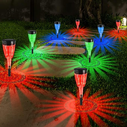 FREECUBE 8 Pack Solar Pathway Lights Outdoor,Multicolor Pathway Lights Auto On/Off, 4 Modes, IP65 Waterproof LED Solar Powered Garden Light for Yard Patio Garden Walkway Holiday