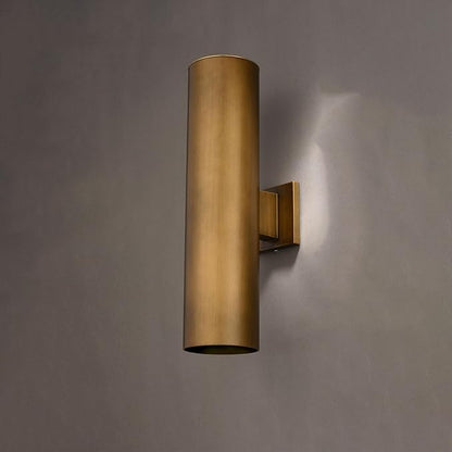 VAXCEL Chiasso 20 in. H 2-Light Warm Brass Outdoor Wall Sconce Made of Rust-Resistant Aluminum, Gold Metal Shade, Up-Down Wall Wash, LED Compatible, Use for Exterior Porch Patio Front Door or Garage