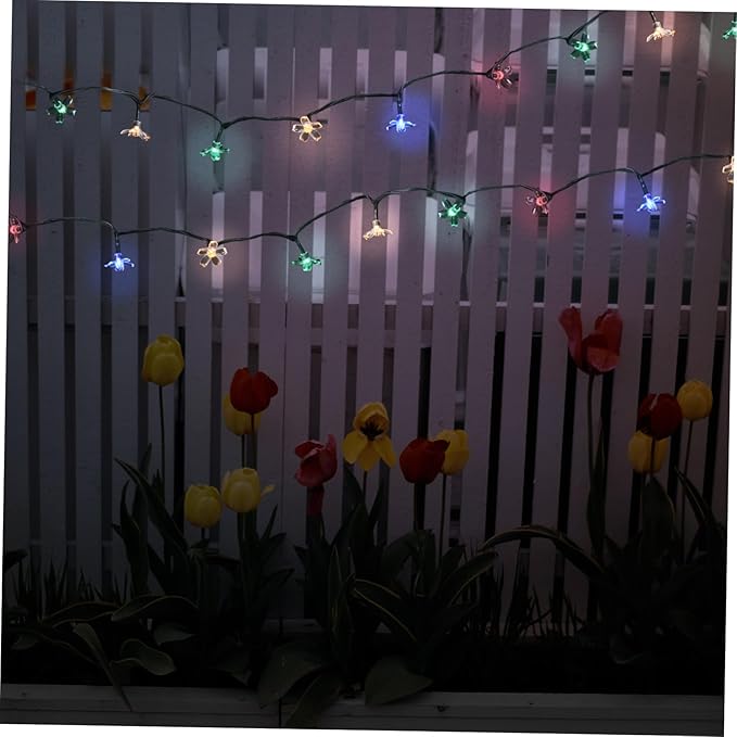 Solar Powered Cherry Blossom String Lights Outdoor LED Flower-Shaped Patio String Lamp with Lighting Modes for Garden Wedding Festival Decoration