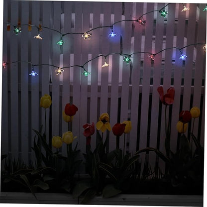 Solar Powered Cherry Blossom String Lights Outdoor LED Flower-Shaped Patio String Lamp with Lighting Modes for Garden Wedding Festival Decoration