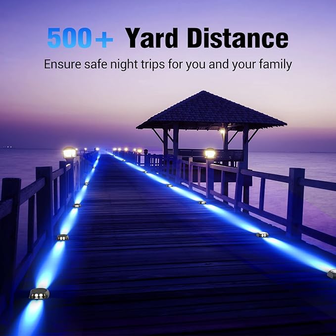 Quntis Solar Deck Lights Outdoor Waterproof 12 Pack Driveway Light, Solar Dock Lights IP65 LED Warning Step Light | Lumora