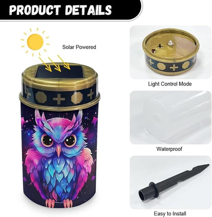 ZOUTAIRONG Solar Light for Cemetery Grave 2 Pack Solar Garden Lights Grave Decorations for Cemetery Solar Pathway Lights Outdoor Cemetery Solar Lights for Grave Solar Lights Night Owl