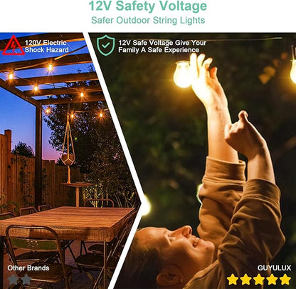 Outdoor String Lights Waterproof, 3000K Warm White 54ft Patio Lights String with 16 Led Shatterproof Bulbs,Outside Hanging Ambience Plug in String Light for Gazebo Garden Camping Porch Yard