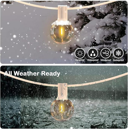 White String Lights Outdoor 100FT G40 Globe String Lights White Cord, 50+2 Spare Replaceable Bulbs, for Patio Backyard Gazebo Porch, Connectable, Zip Ties Included, White Wire