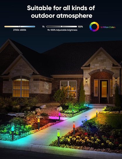 APPECK Pathway Lights Outdoor 800LM, RGBCW Low Voltage Landscape Lighting, Smart APP and Alexa Control, IP65 Waterproof, Color Changing Walkway Lights for Garden, Yard, Patio, Christmas, 4 Pack