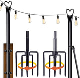 Ottsuls String Light Poles with 5 Fork, 2 Pack 10Ft Light Poles for Outside, Light Stands for Outdoor Use, Ideal | Lumora