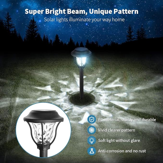 KOOVON Bright Outdoor Solar Pathway Lights,Dream Dynamic Solar Outdoor Lights Waterproof LED Solar Powered Garden Lights Solar Landscape Light for Yard Walkway Lawn Driveway Backyard (10 Pack)