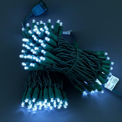 YULETIME Cool White One-Piece Wide Angle Christmas Lights 140 Count 48 Feet, 2 Sets 70 LED 24 ft High Waterproof 5mm UL Certified String Light (Cool White)