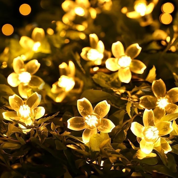 Fairy Lights Christmas Decorative Flower String Lights 33 Feet 100 LEDs, 8 Flash Modes with Tail Plug Connectable | Lumora