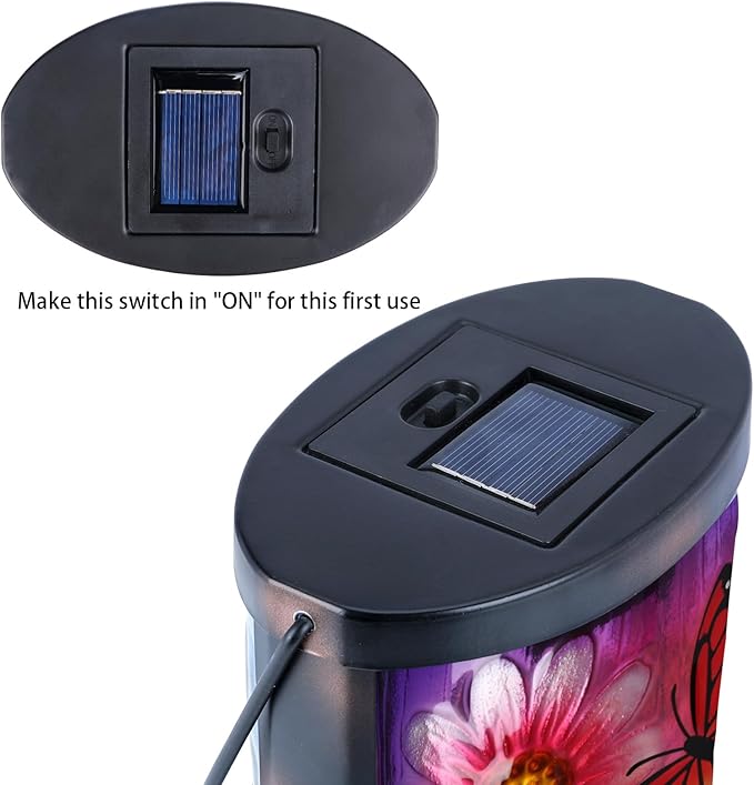 Hanging Solar Lantern Outdoor Waterproof Flowers Butterfly Solar Lights Glass Tabletop Decorative Lamp for Outdoor | Lumora