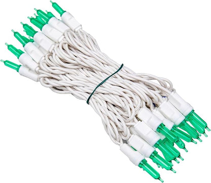 Novelty Lights Vintage Style T5 Green LED Christmas Lights, 11.5 Feet White Wire String of 35 Mini Bulbs, UL Listed Indoor/Outdoor Tree Lighting