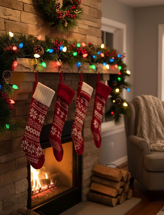 Christmas Lights Outdoor,25FT C7 LED Vintage Christmas Tree Lights with 27 (2 Spare) 0.6W Ceramic Multicolor Bulb,Xmas Lights Outdoor for Holiday/Paty/Patio/House Decor