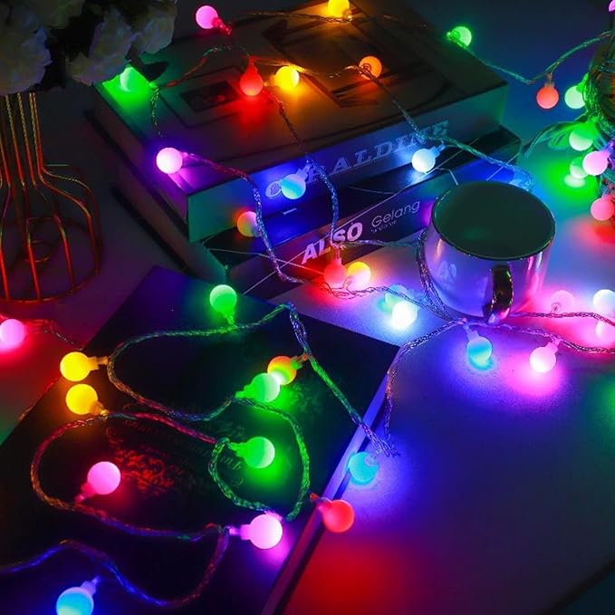 Festival Lights, Battery Powered Fairy Lights 33ft 80LED, Outdoor Waterproof String Lights with Remote, 8 Modes for Indoor, Garden, Patio, Camping, Xmas Decor (Warm Little Beads Colored A)