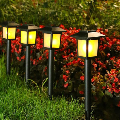 balacoo 4pcs Waterproof Solar Garden Path Lights Outdoor LED Lawn Ground Insert Lamps for Yard, Patio, Walkway Lighting, Black Solar Powered Landscape Fixtures