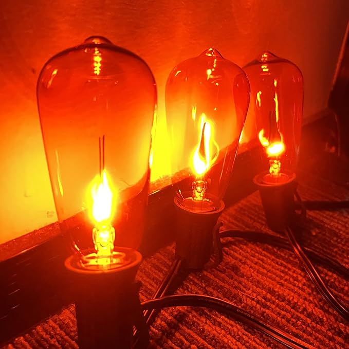 Halloween String Lights10Ft with 10 Flickering Bulbs,Halloween Lamp with UL Listed IP44 Waterproof for Indoor/Outdoor Use, Patio, Garden, Gazebo, Fall Decorations for Home