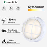 GRUENLICH 8'' Round LED Bulkhead Light Fixture, Outdoor Wall Lights Dimmable, Sauna & Exterior Lighting, ETL Rated | Lumora
